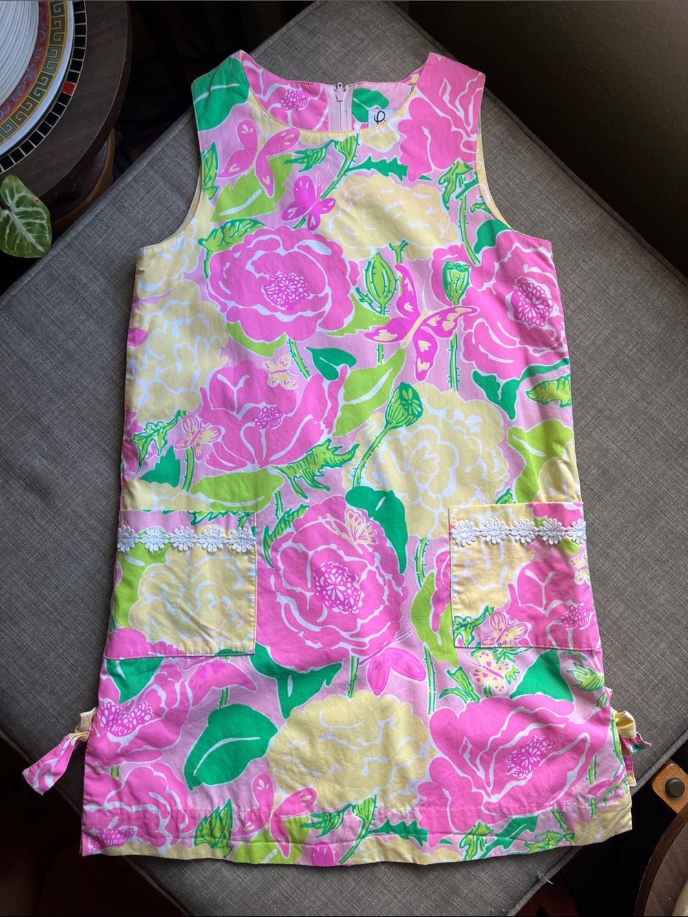 Lily Pulitzer Floral Shift Dress Pink & Yellow Peony 10 Girl